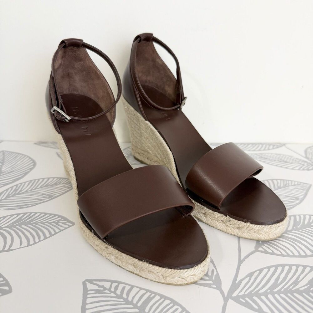 M. Gemi The Marcella Wedge Sandal Chocolate Brown Leather Italy Women’s 37 / 7 - Picture 5 of 12